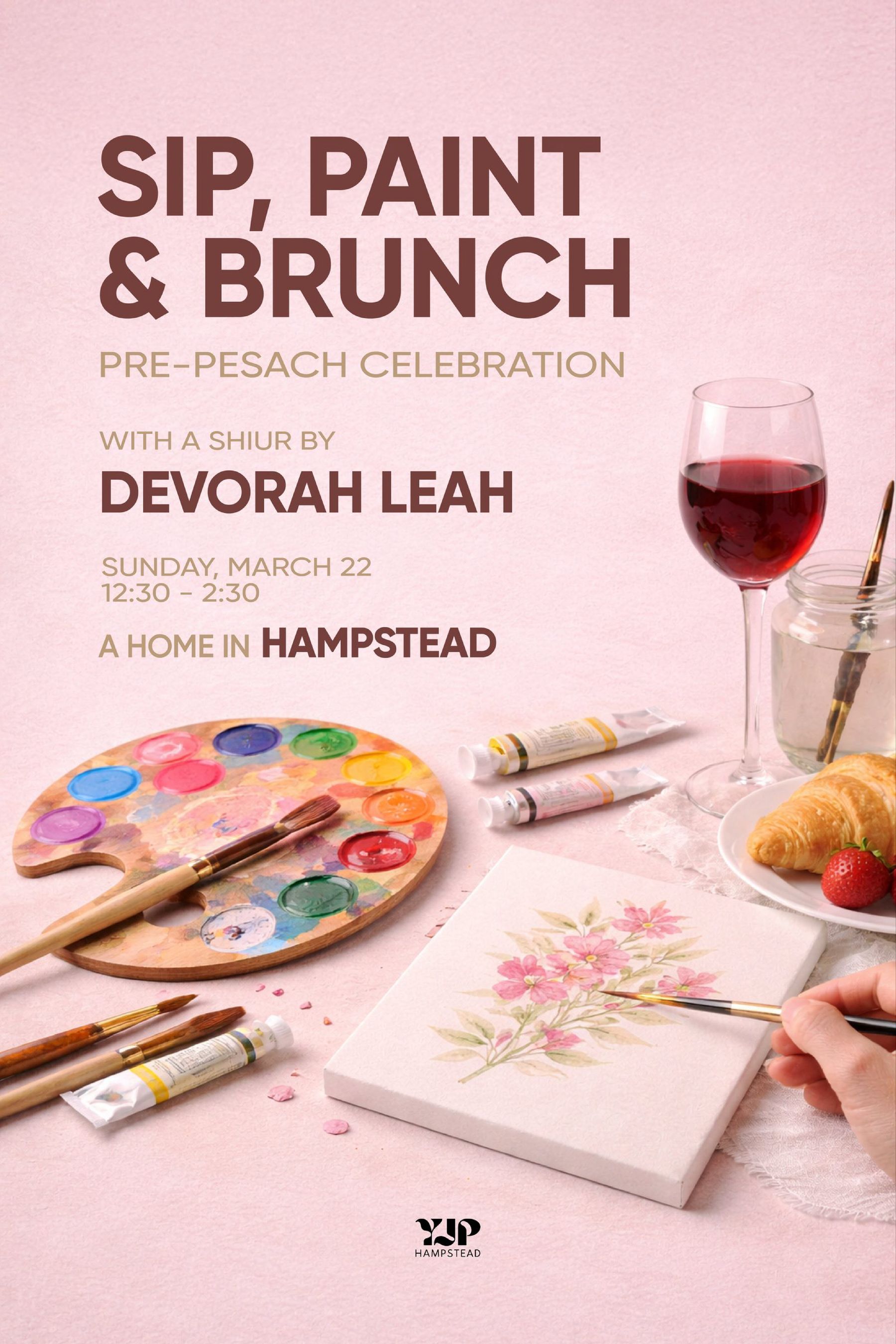 Sip, Paint and Brunch pre-Pesach celebration flyer