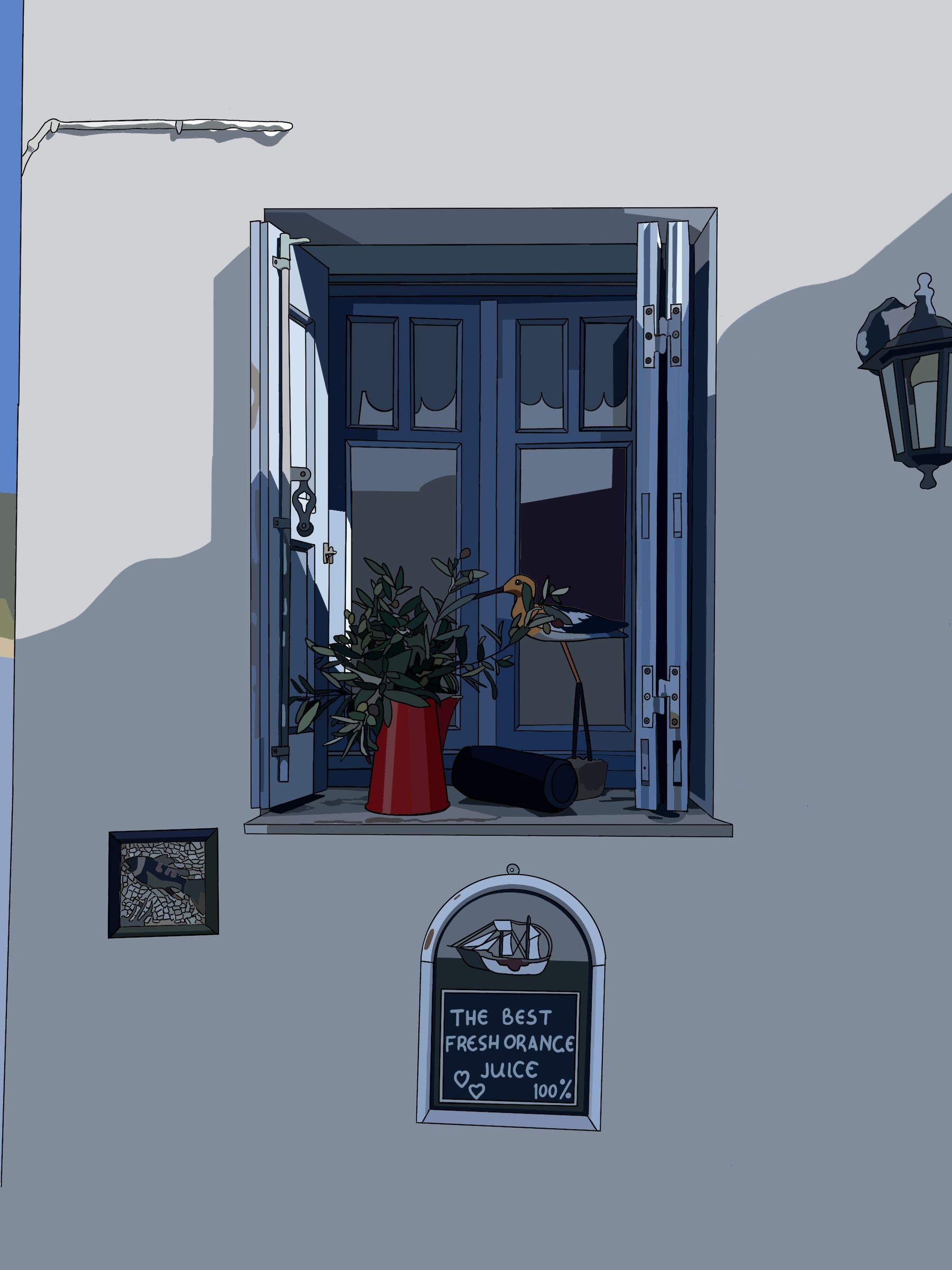 Digital illustration, street scene