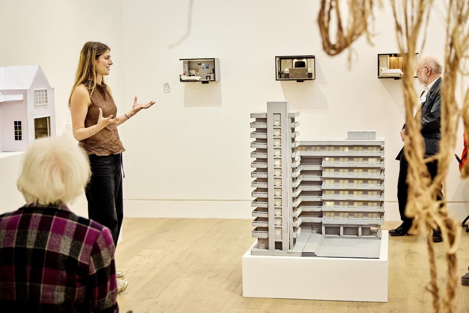 FUAM exhibition, Alexandra presenting her model